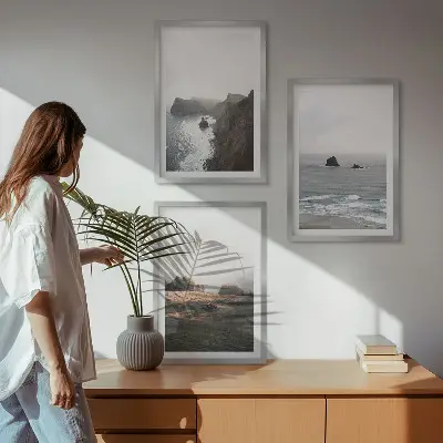 Wanddecoratieset schilderijen met berg- en zeegezichten