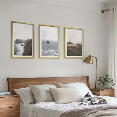 Wanddecoratieset schilderijen met berg- en zeegezichten