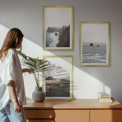 Wanddecoratieset schilderijen met berg- en zeegezichten