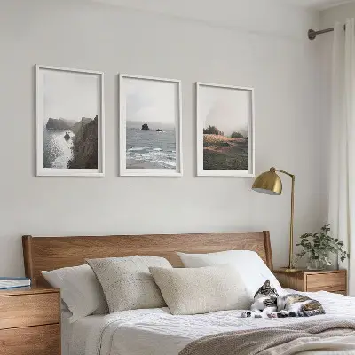 Wanddecoratieset schilderijen met berg- en zeegezichten