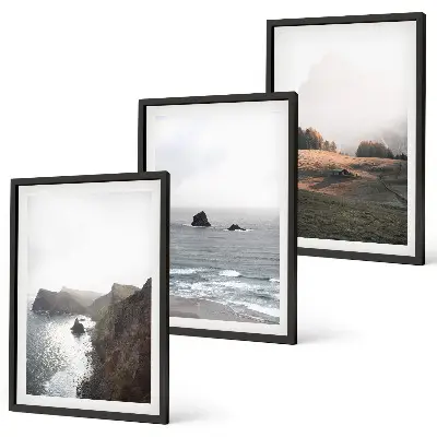 Wanddecoratieset schilderijen met berg- en zeegezichten