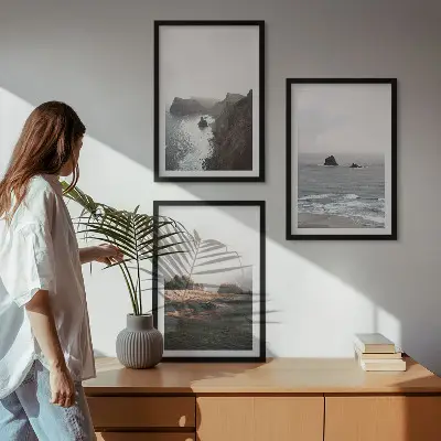 Wanddecoratieset schilderijen met berg- en zeegezichten