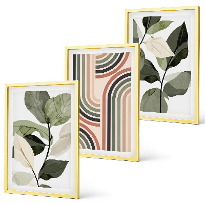 Wanddecoratie set schilderijen Roślinne motywy geometryczne