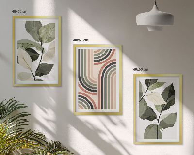 Wanddecoratie set schilderijen Roślinne motywy geometryczne