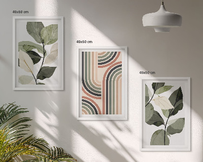 Wanddecoratie set schilderijen Roślinne motywy geometryczne