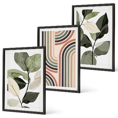 Wanddecoratie set schilderijen Roślinne motywy geometryczne