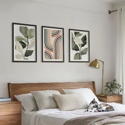 Set wanddecoratie met schilderijen met geometrische plantenmotieven
