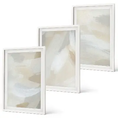Wanddecoratieset schilderijen met abstracte penseelstreekachtergrond