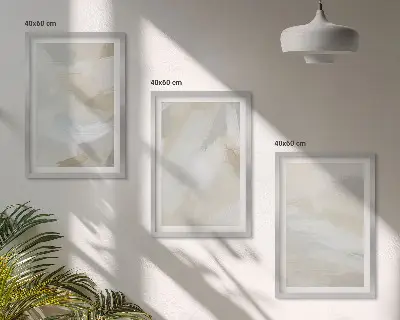 Wanddecoratieset schilderijen met abstracte penseelstreekachtergrond