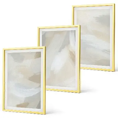 Wanddecoratieset schilderijen met abstracte penseelstreekachtergrond