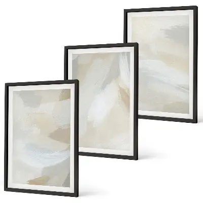 Wanddecoratieset schilderijen met abstracte penseelstreekachtergrond
