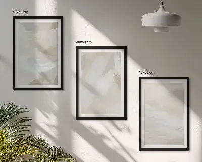Wanddecoratieset schilderijen met abstracte penseelstreekachtergrond