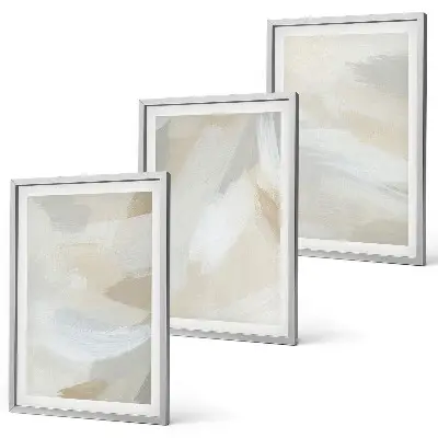 Wanddecoratieset schilderijen met abstracte penseelstreekachtergrond