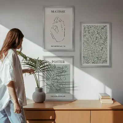 Fotowand met minimalistische plantenpatronen