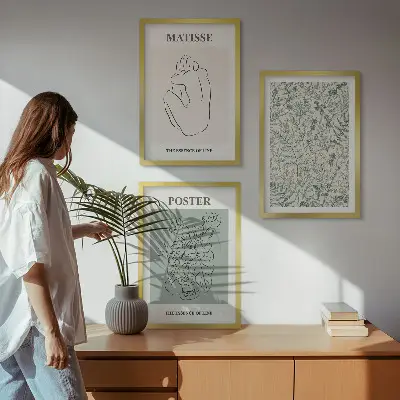 Fotowand met minimalistische plantenpatronen