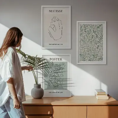 Fotowand met minimalistische plantenpatronen