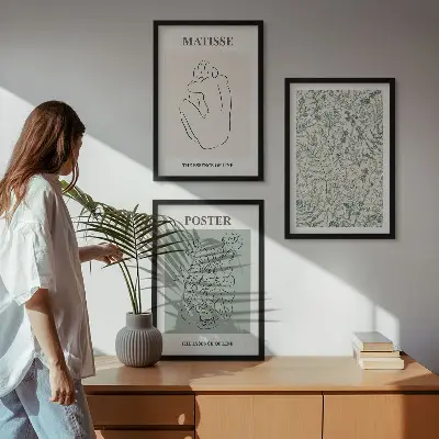 Fotowand met minimalistische plantenpatronen