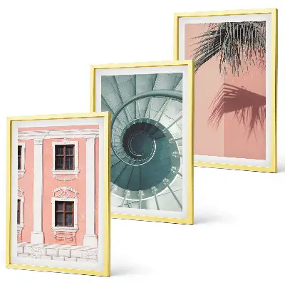 Set wanddecoratie met schilderijen pastelkleurige architecturale spiralen