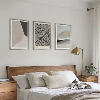 Fotowand met abstracte patronen in beige en grijs