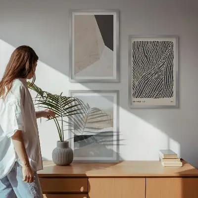 Fotowand met abstracte patronen in beige en grijs