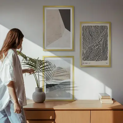 Fotowand met abstracte patronen in beige en grijs