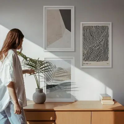 Fotowand met abstracte patronen in beige en grijs