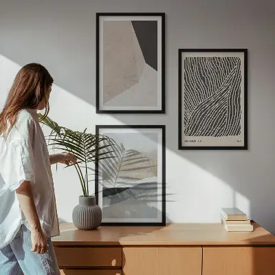 Fotowand met abstracte patronen in beige en grijs