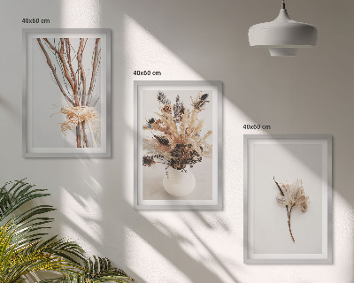 Wanddecoratie set schilderijen Kwiaty gałęzie minimalistycznie