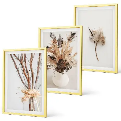 Wanddecoratieset schilderijen met minimalistische bloementakken