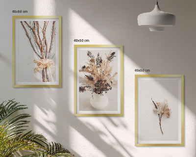 Wanddecoratie set schilderijen Kwiaty gałęzie minimalistycznie