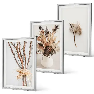 Wanddecoratieset schilderijen met minimalistische bloementakken