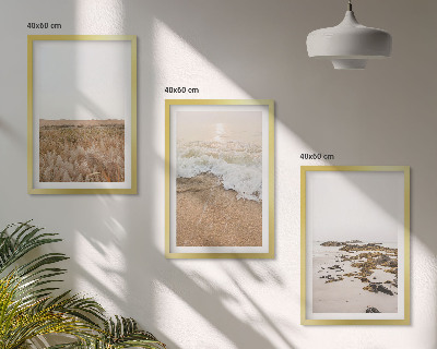 Wanddecoratie set schilderijen Plaża fale kamienie lato