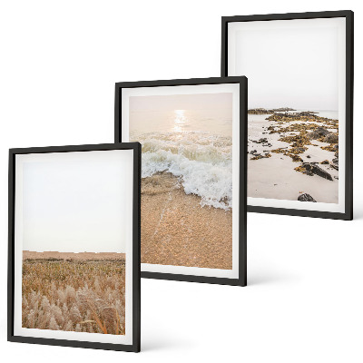Wanddecoratie set schilderijen Plaża fale kamienie lato