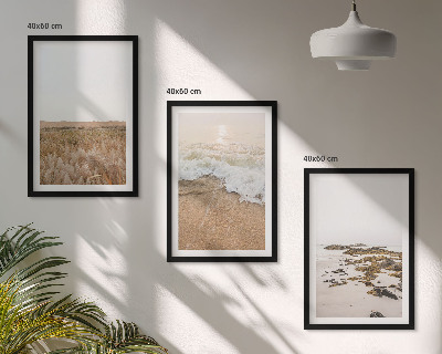 Wanddecoratie set schilderijen Plaża fale kamienie lato