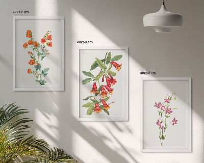 Wanddecoratie set schilderijen Malunek kwiatów vintage retro