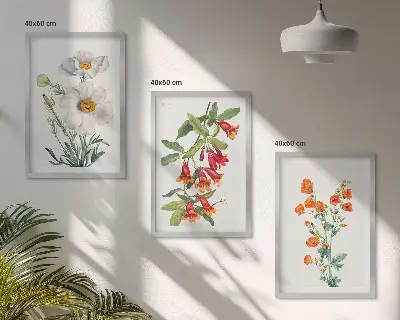 Fotowand met retro bloemmotieven