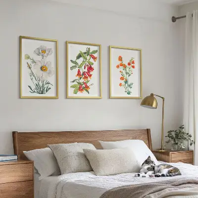 Fotowand met retro bloemmotieven