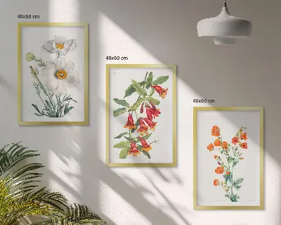 Fotowand met retro bloemmotieven