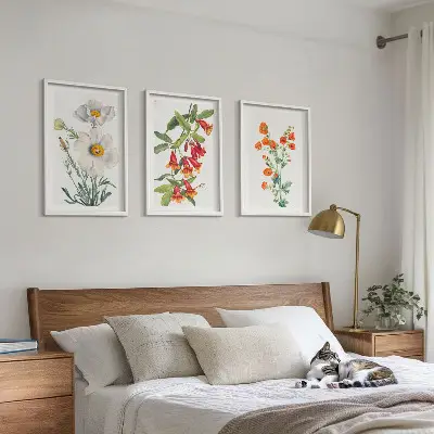Fotowand met retro bloemmotieven