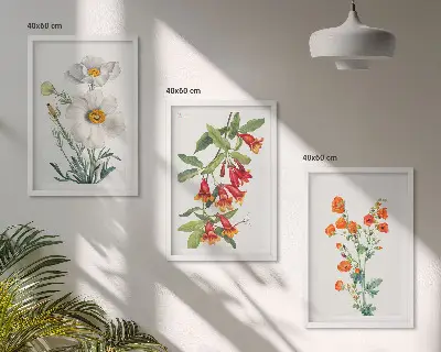 Fotowand met retro bloemmotieven