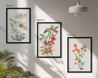 Fotowand met retro bloemmotieven