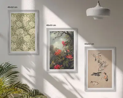 Fotowand met afbeelding van bloemen, vogels en natuur