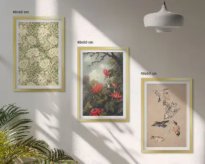 Fotowand met afbeelding van bloemen, vogels en natuur