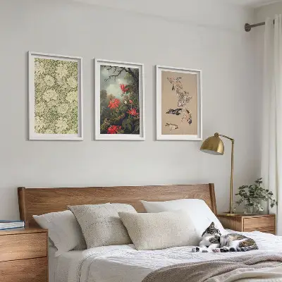Fotowand met afbeelding van bloemen, vogels en natuur