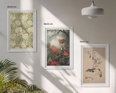 Fotowand met afbeelding van bloemen, vogels en natuur
