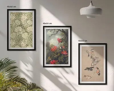 Fotowand met afbeelding van bloemen, vogels en natuur