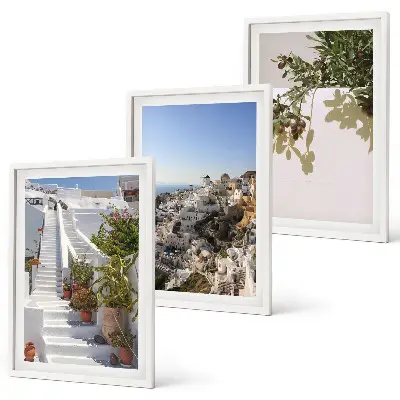 Wanddecoratie set schilderijen Białe schody Santorini widok