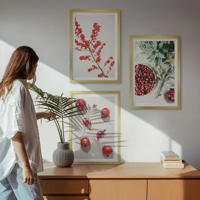 Fotowand minimalistische planten met rode vruchten