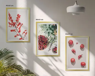 Fotowand minimalistische planten met rode vruchten