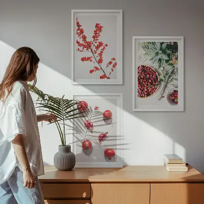 Fotowand minimalistische planten met rode vruchten
